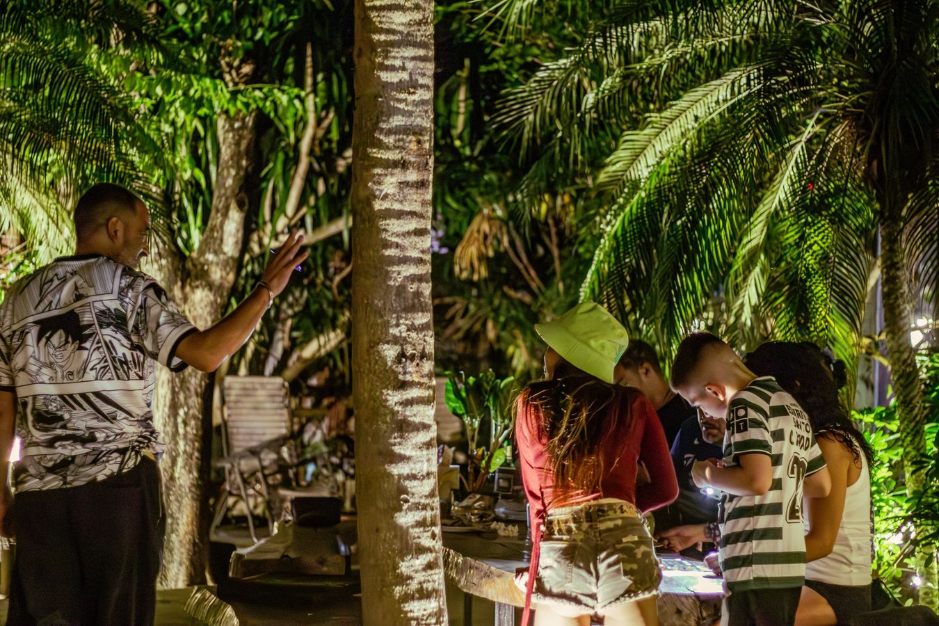 Evening nightlife scene at cannabis garden